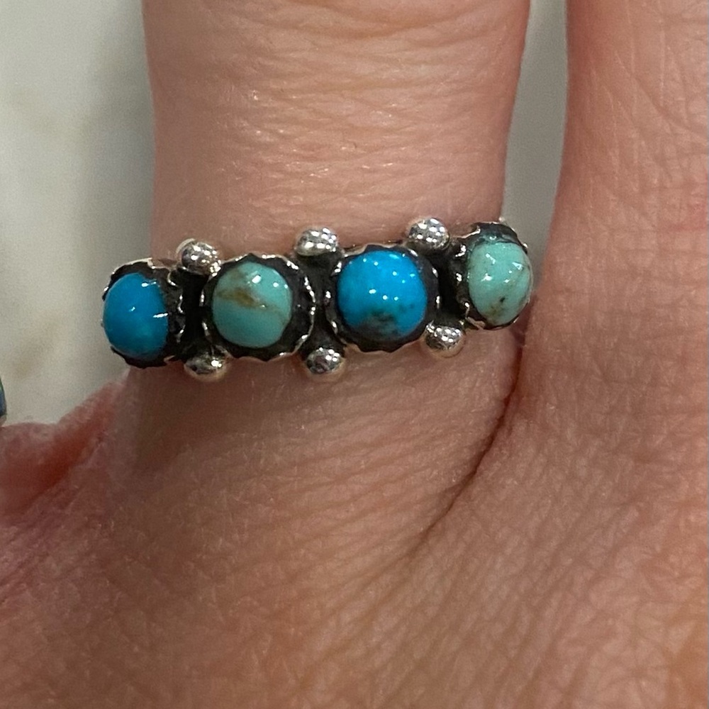 4 Stone Turquoise Sterling Silver Ring
